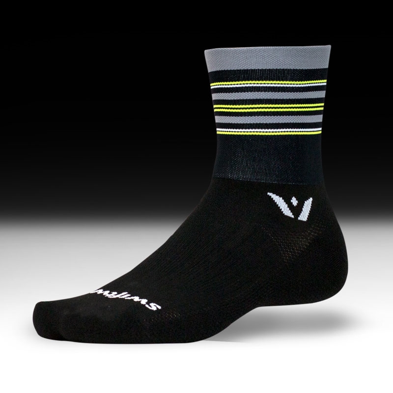 Men's Socks Swiftwick Aspire Four Black/Grey/Yellow 3 Men's Socks Swiftwick Aspire Four Black/Grey/Yellow